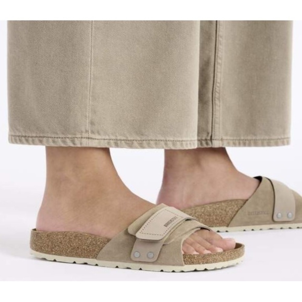 BIRENSTOCK Oita suede leather combo slides beige 39/8-8.5